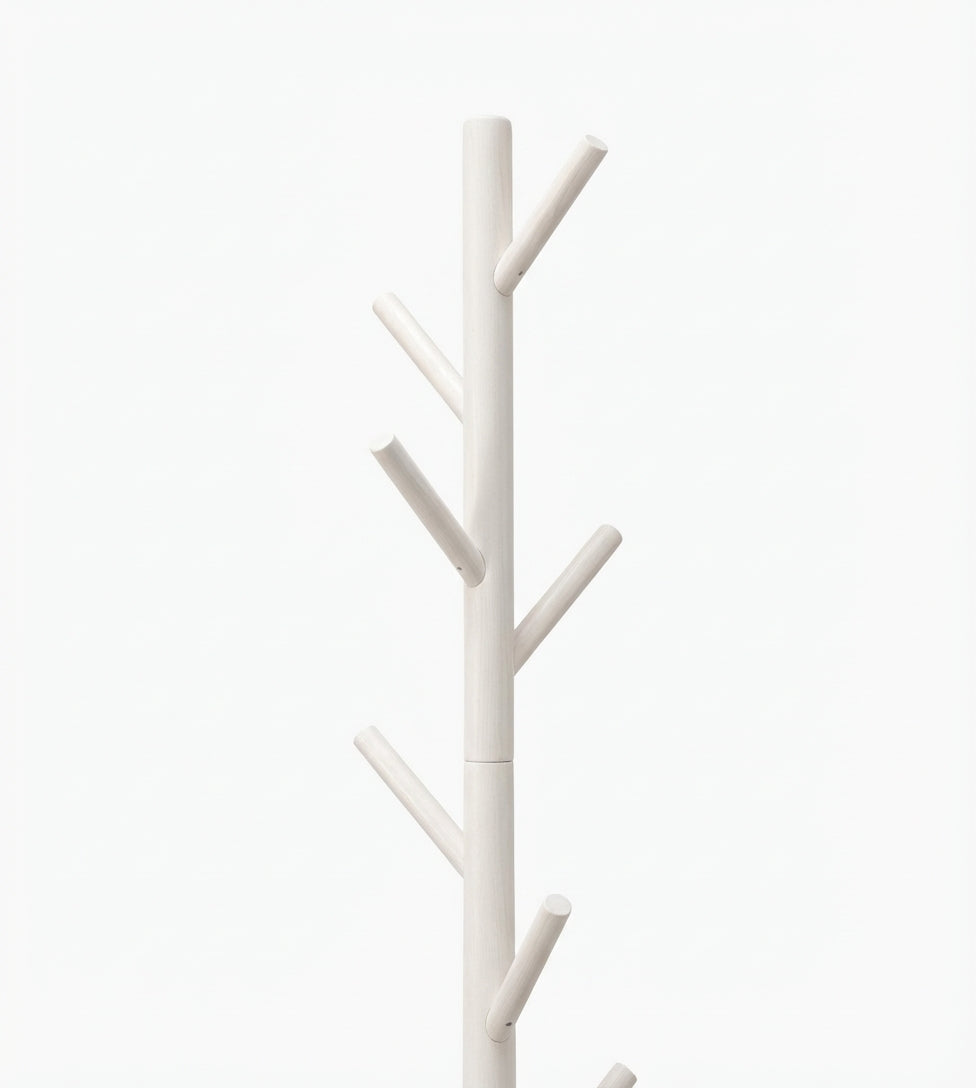Porte Manteau sur Pied Arbre 12 Crochets Base Croisée blanc