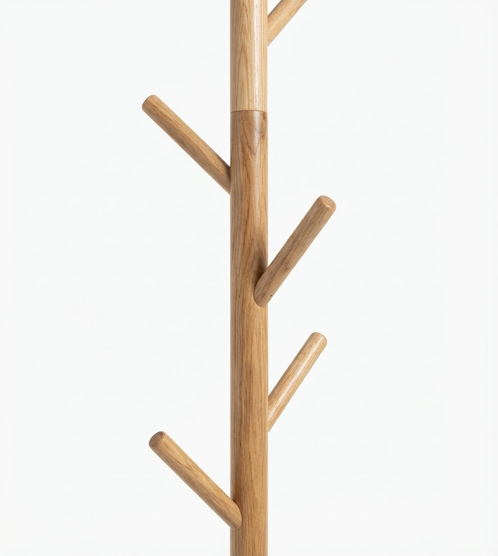 Porte Manteau sur Pied Arbre 12 Crochets Base Croisée bois claire