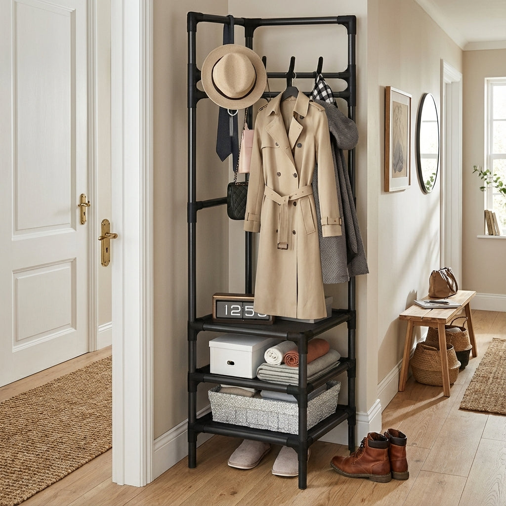 Porte Manteau Meuble Chaussure Rangement noir