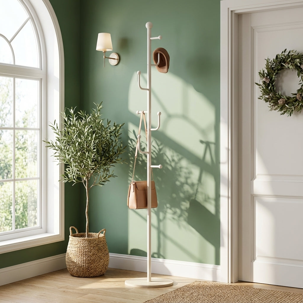 Porte Manteau sur Pied Branche Champignon Blanc