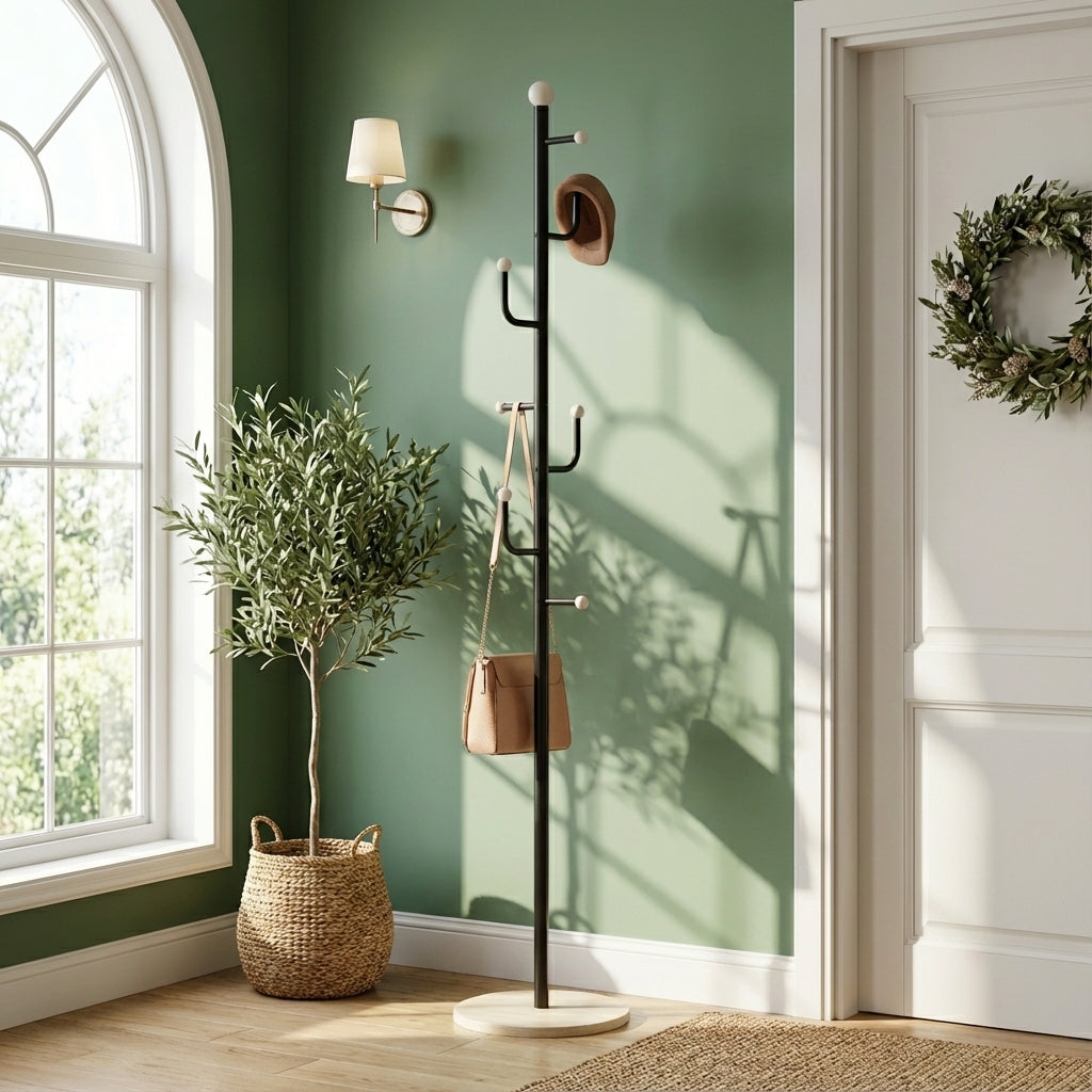 Porte Manteau sur Pied Branche Champignon Noir/blanc