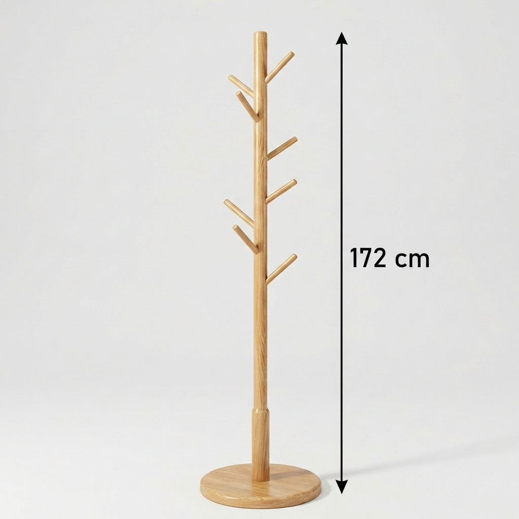 Porte Manteau sur Pied Arbre 8 Crochets bois claire