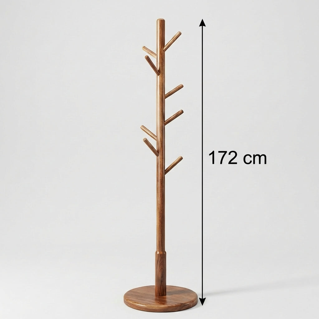 Porte Manteau sur Pied Arbre 8 Crochets bois foncé