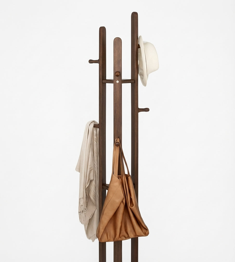 Porte Manteau sur Pied 3 Pied bois foncé