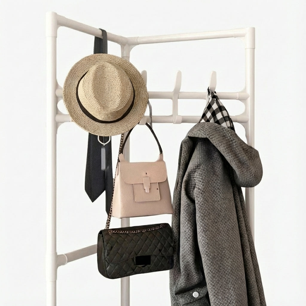 Porte Manteau Meuble Chaussure Rangement blanc