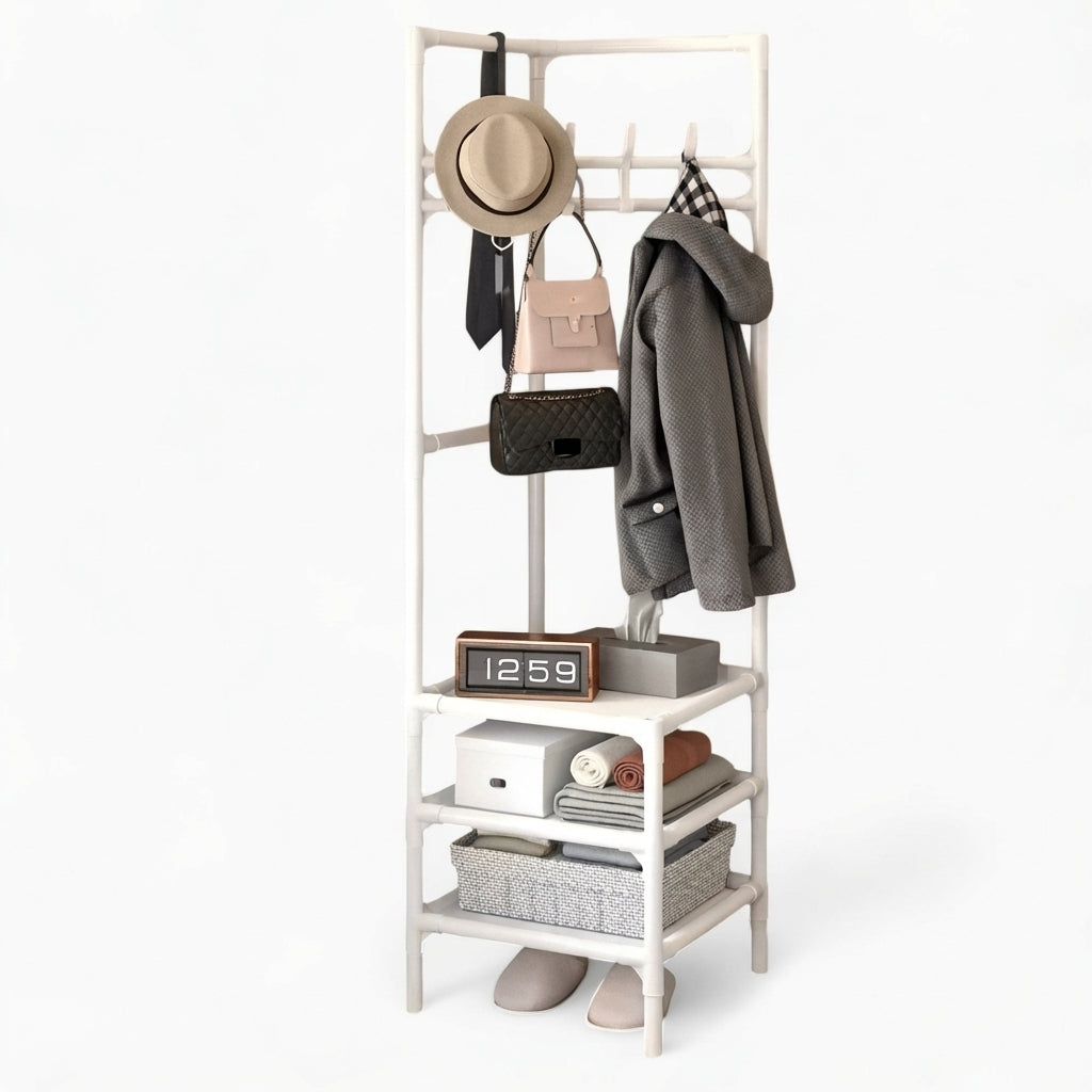 Porte Manteau Meuble Chaussure Rangement blanc