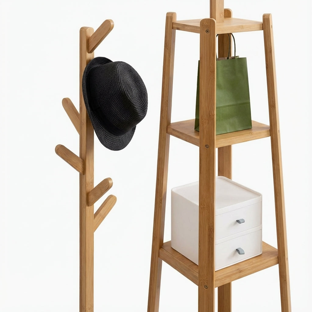Porte Manteau sur Pied 3 Ranges bois