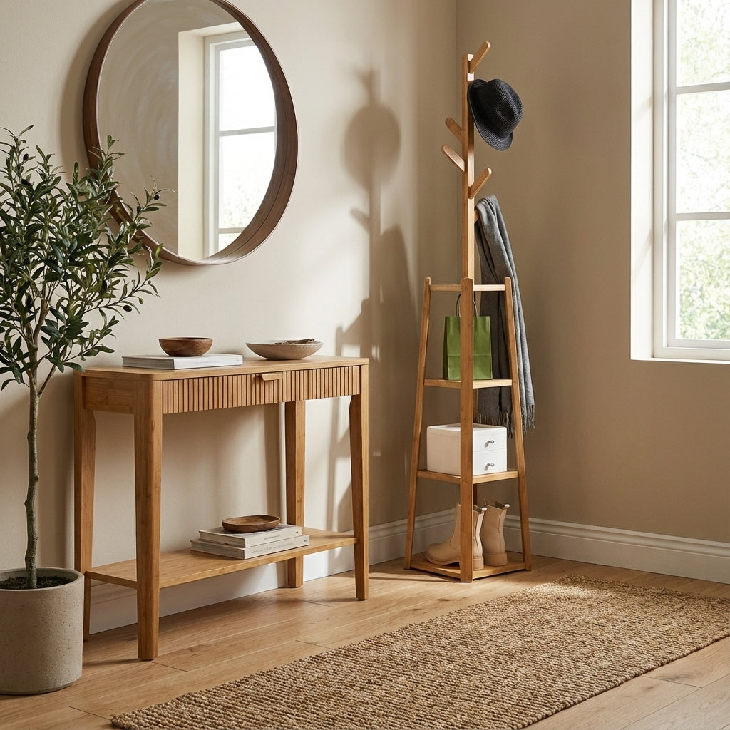 Porte Manteau sur Pied 3 Ranges bois