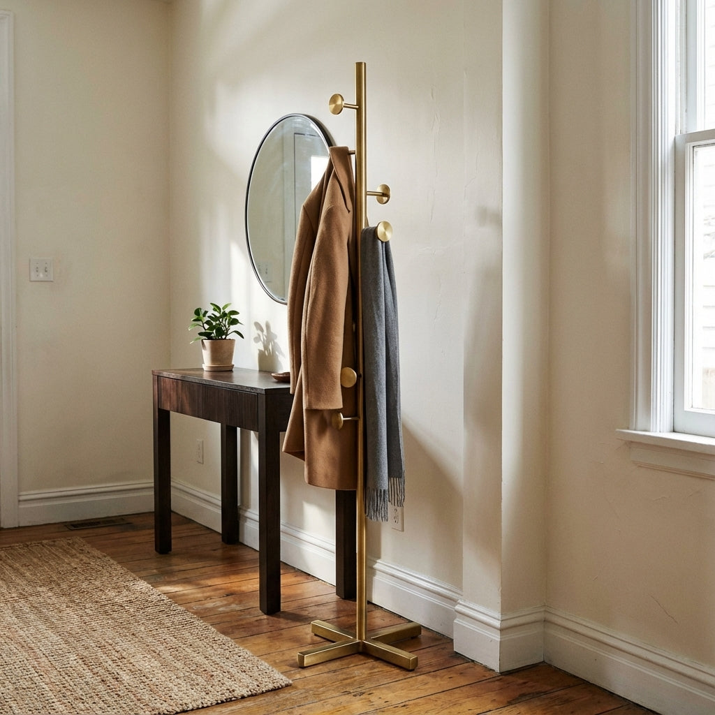 Porte Manteau sur Pied Champignon Base croisée Or