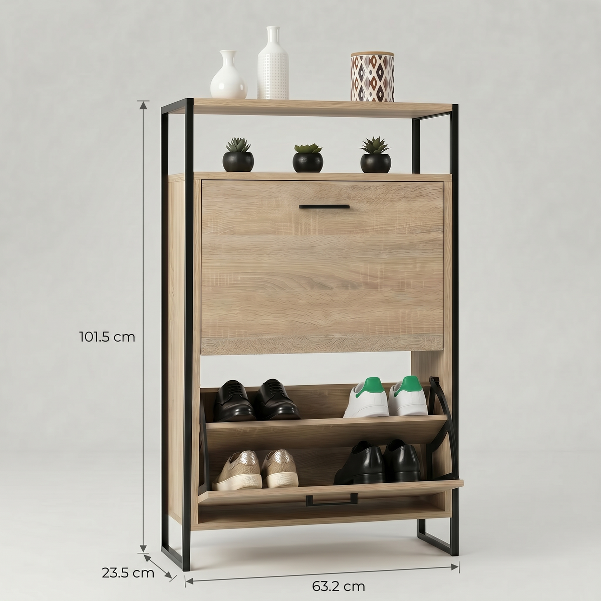 Meuble Chaussure 2 Portes Design Industriel