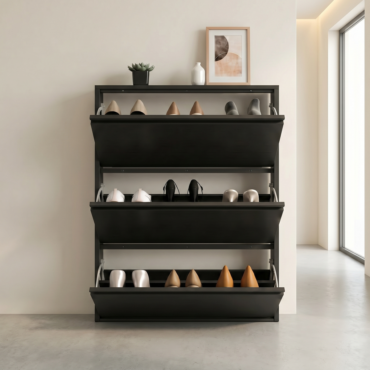 Meuble Chaussure Métal 3 Abattants