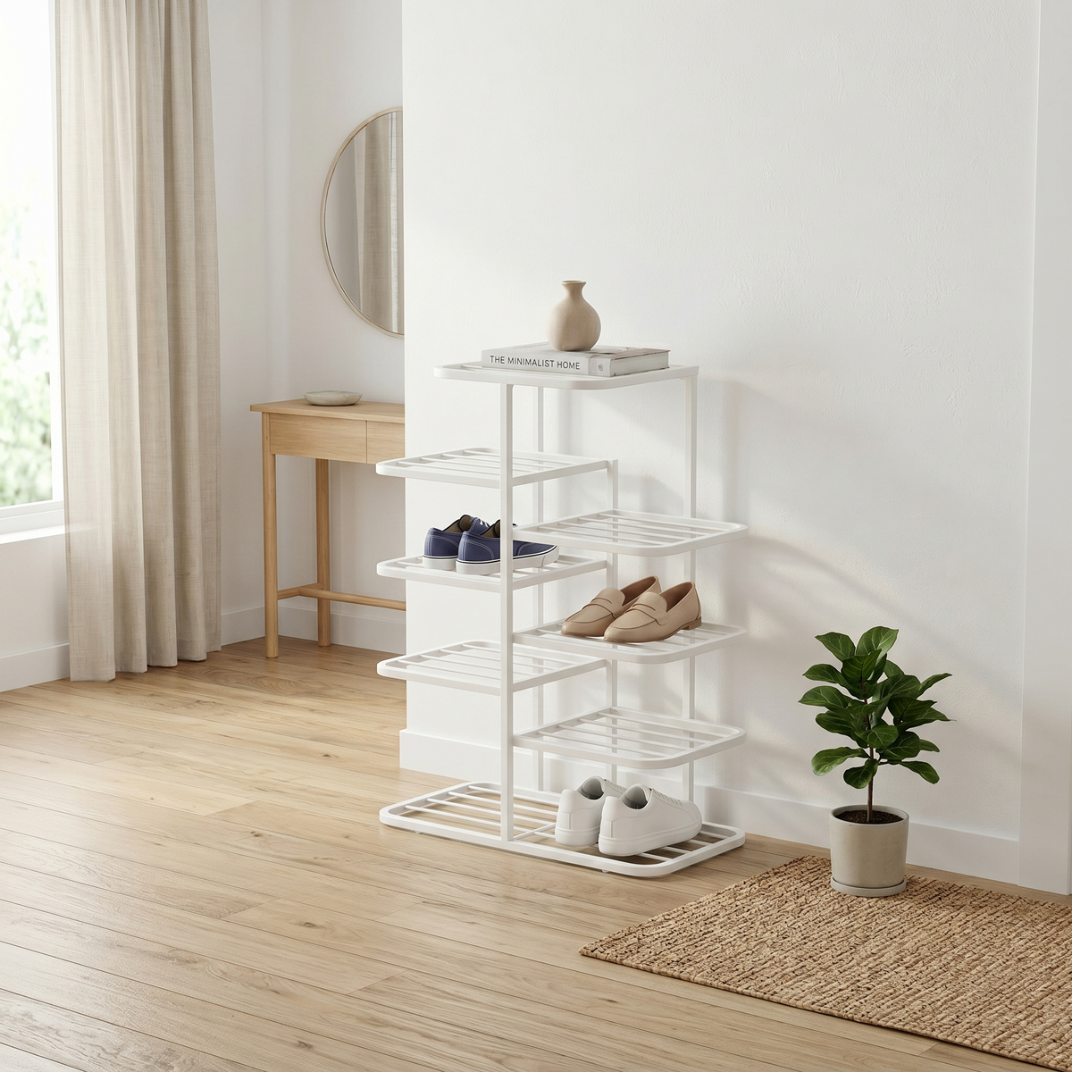 Meuble Chaussure Métal Blanc