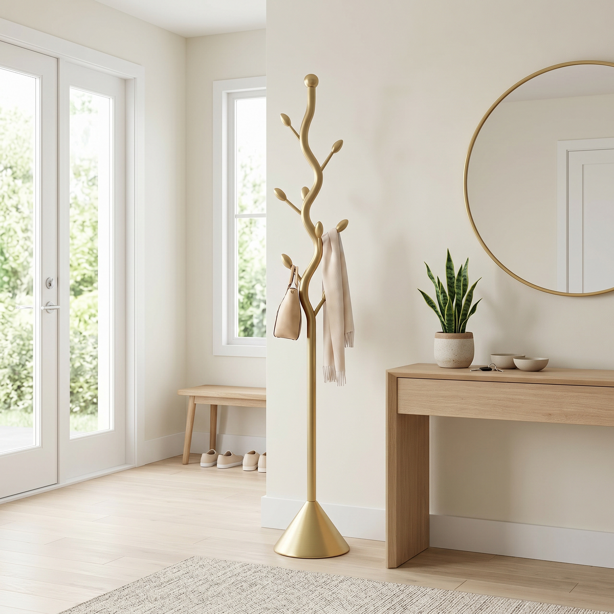 Porte Manteau sur Pied Design Arbre Dorée