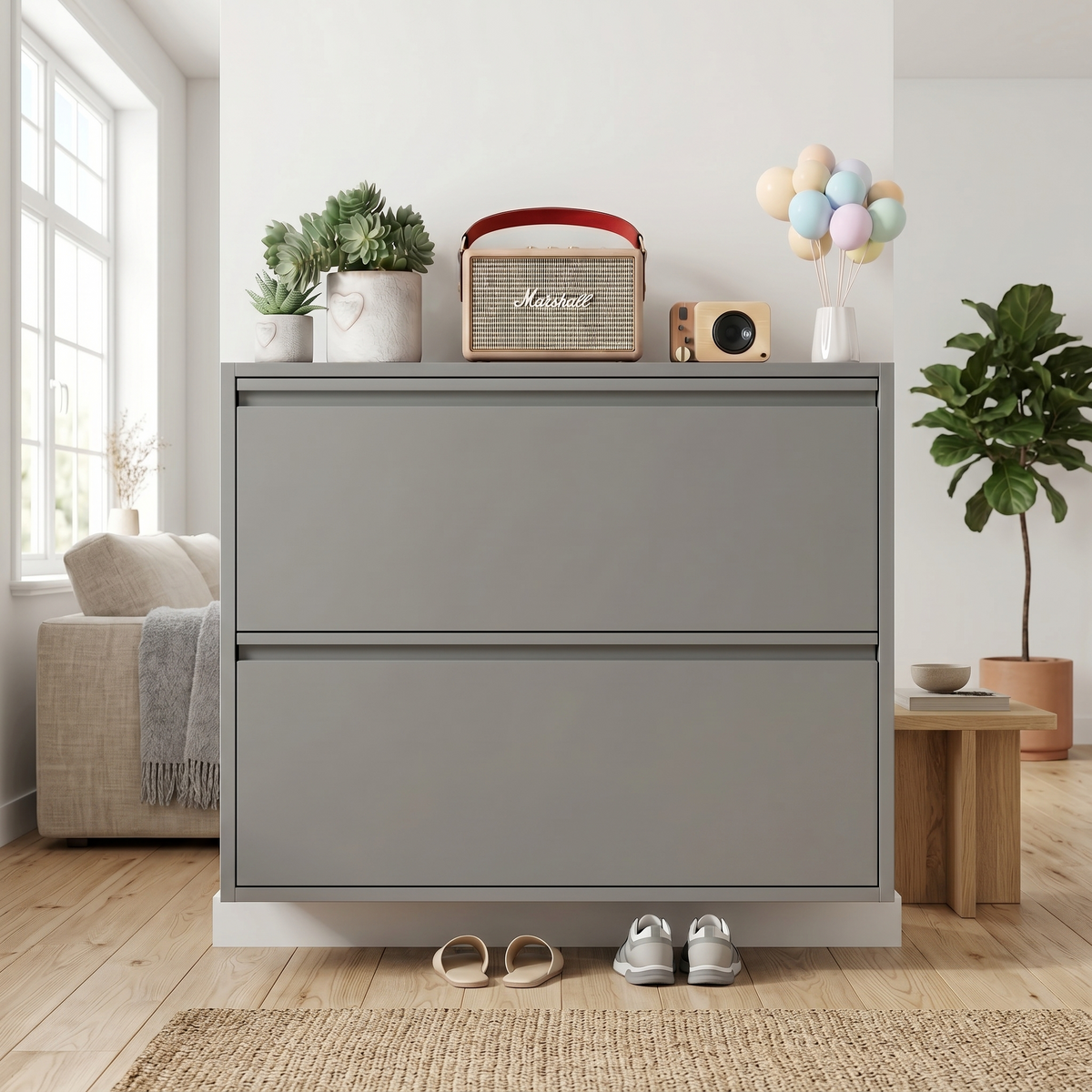 Meuble Chaussure Suspendu Gris