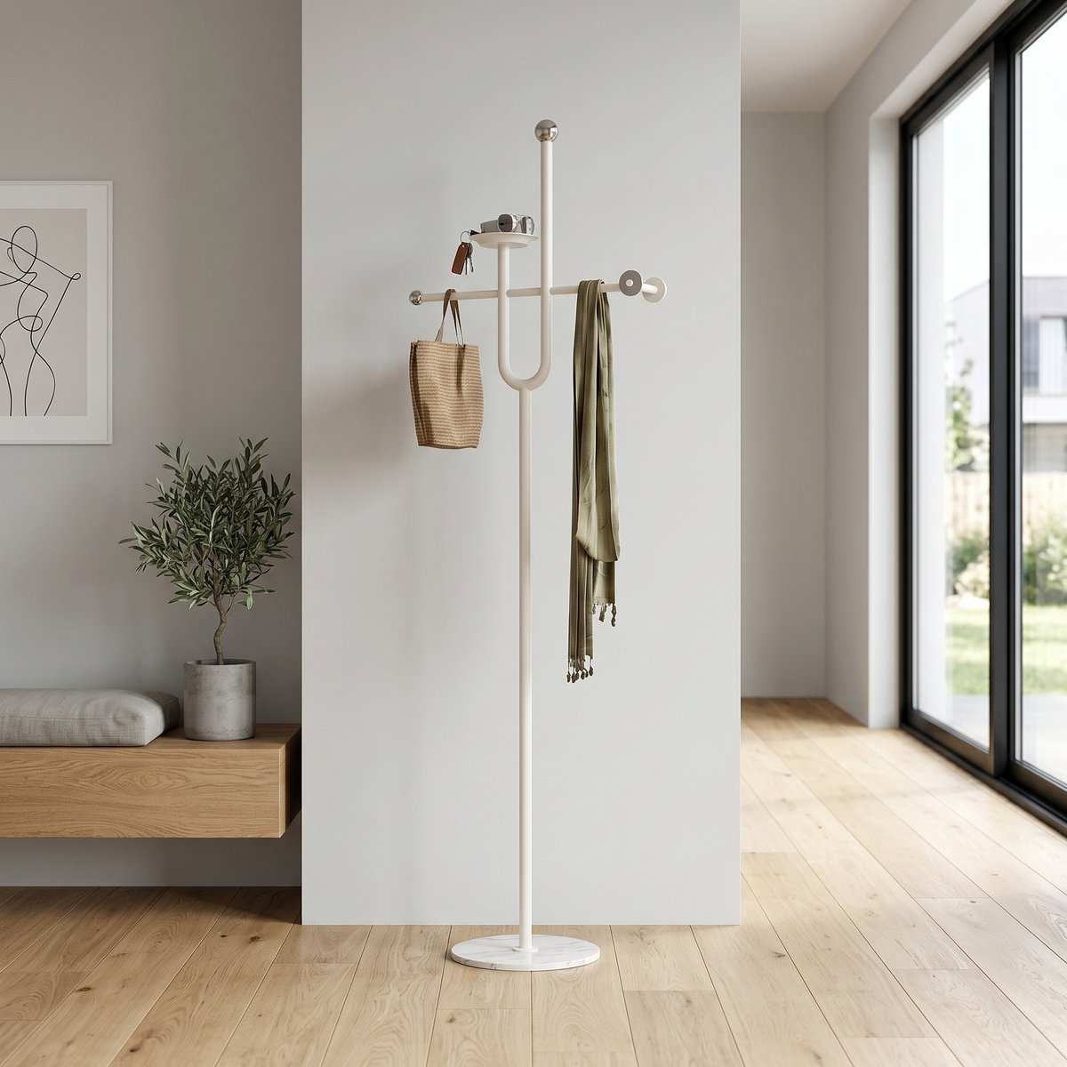 Porte Manteau sur Pied Métal blanc