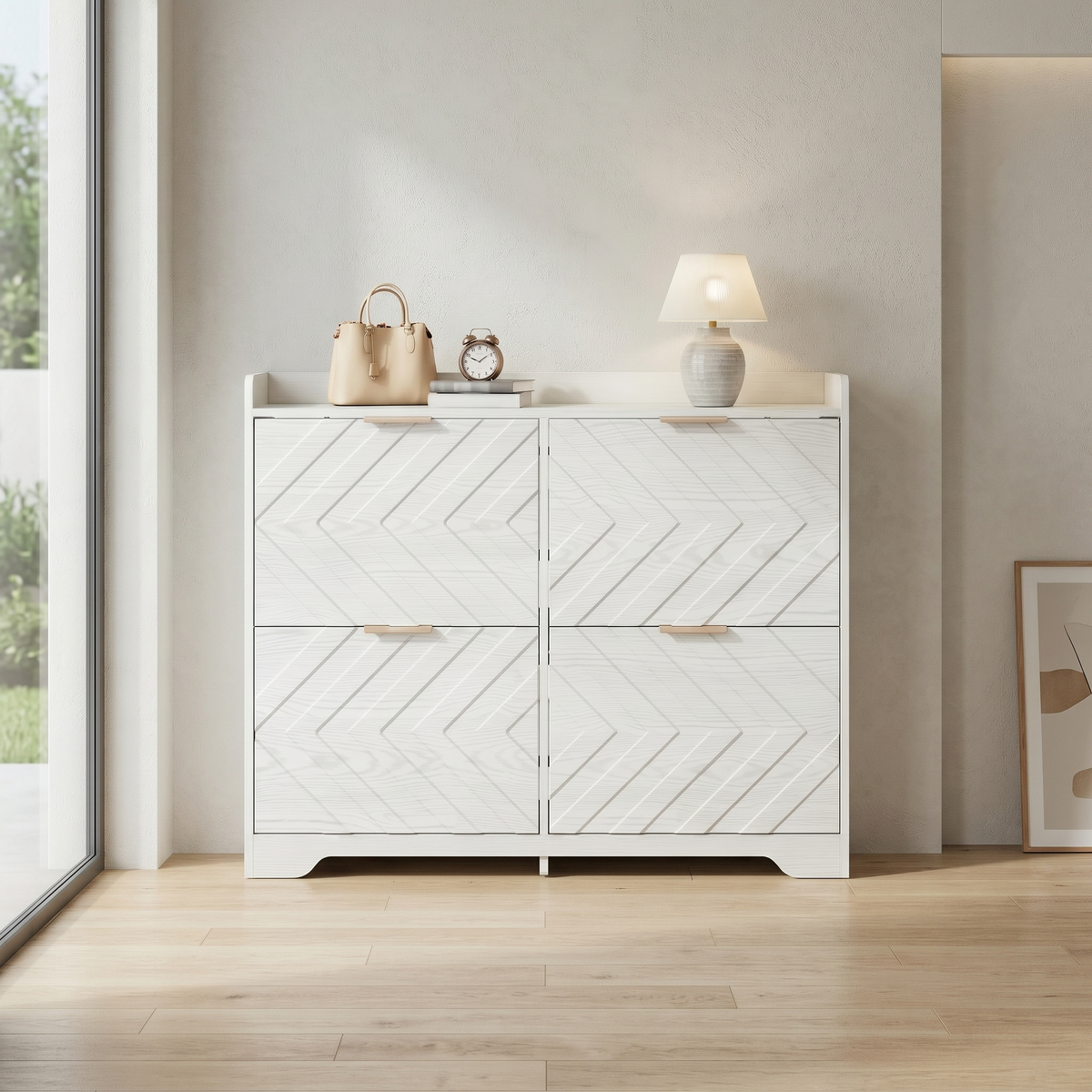 Meuble Chaussure Blanc Fermé Grande Capacité