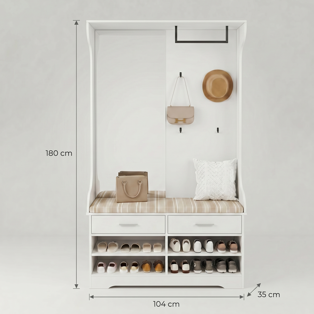 Meuble Chaussure avec Banc et Porte Manteau