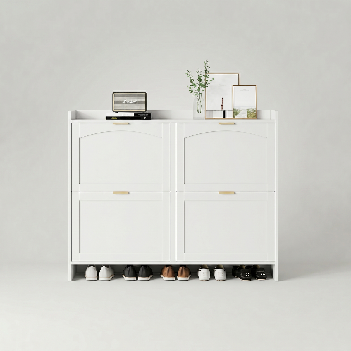 Meuble Chaussure Blanc 4 Abattants
