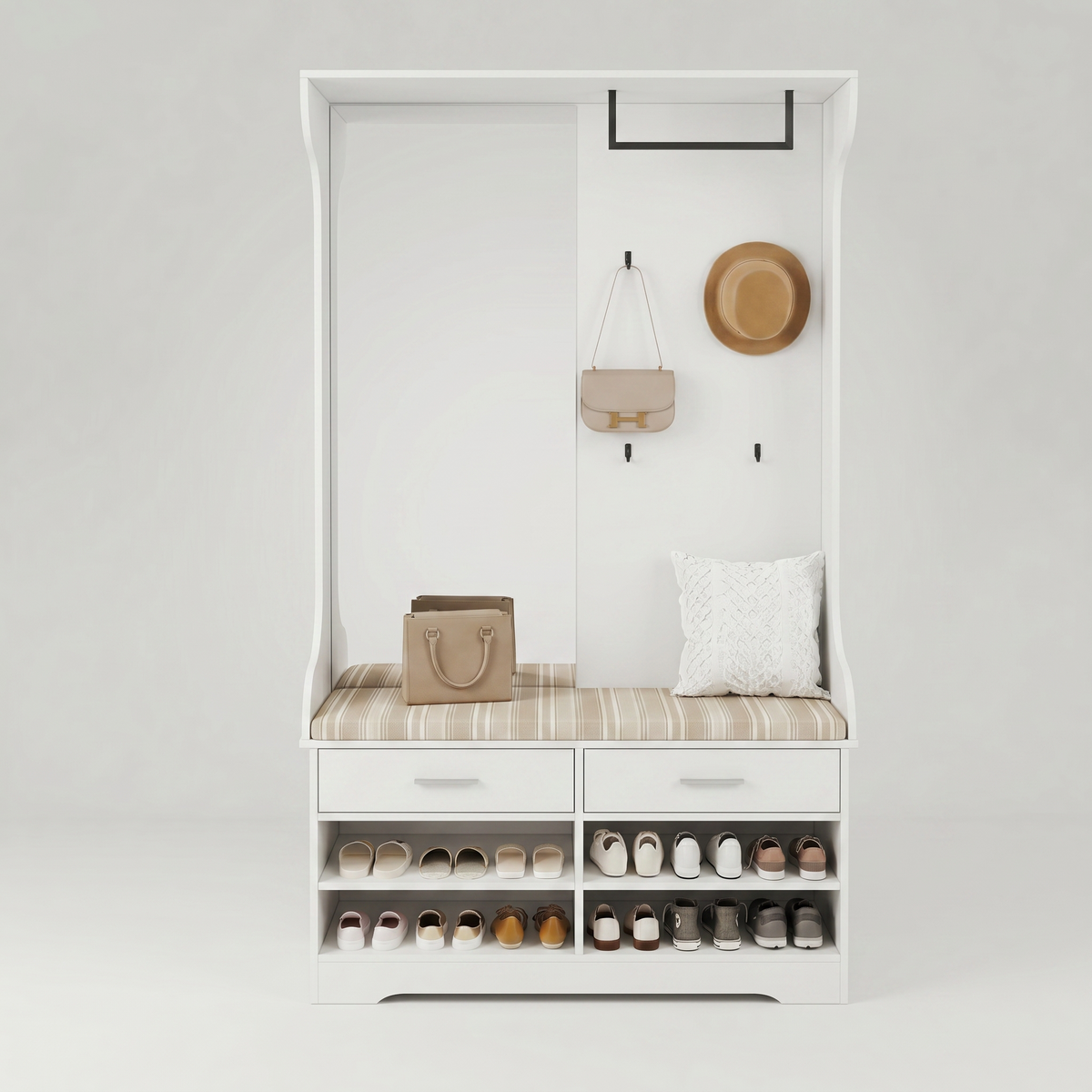 Meuble Chaussure avec Banc et Porte Manteau