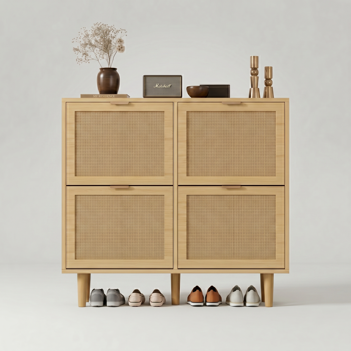 Meuble Chaussures Bois Rotin