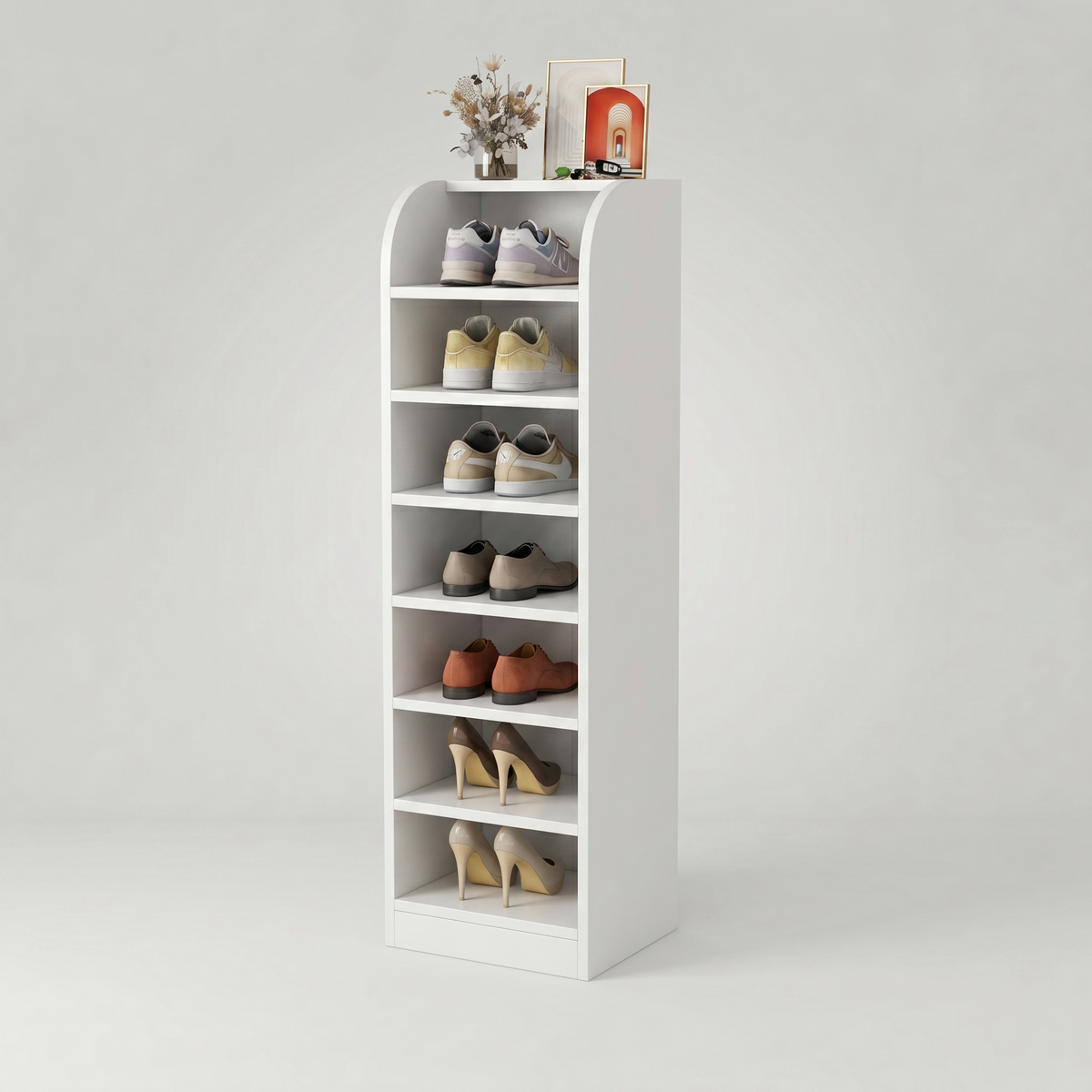 Meuble Chaussure Haut Blanc Ouvert