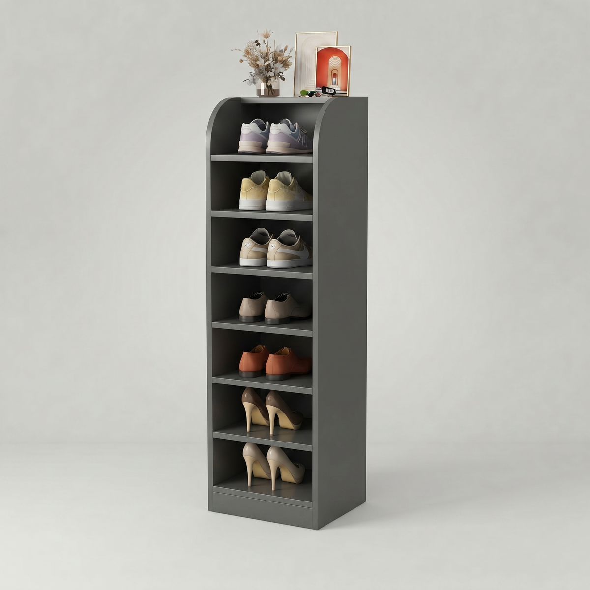 Meuble Chaussure Grande Contenance Gris