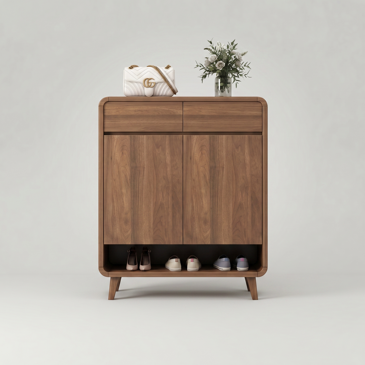 Meuble Chaussure 2 Tiroirs Bois Massif
