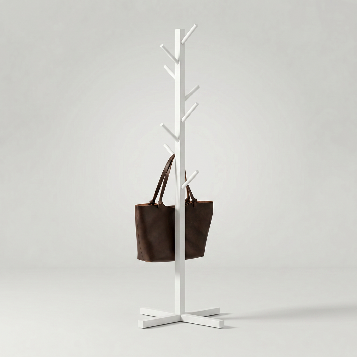 Porte Manteau sur Pied Branche Base Croisée blanc