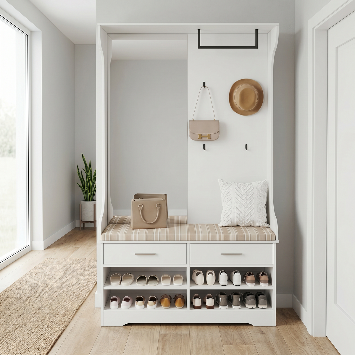 Meuble Chaussure avec Banc et Porte Manteau