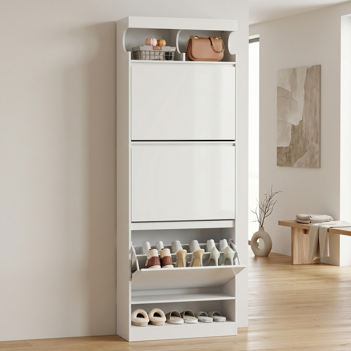 Meuble Chaussure Blanc Haut