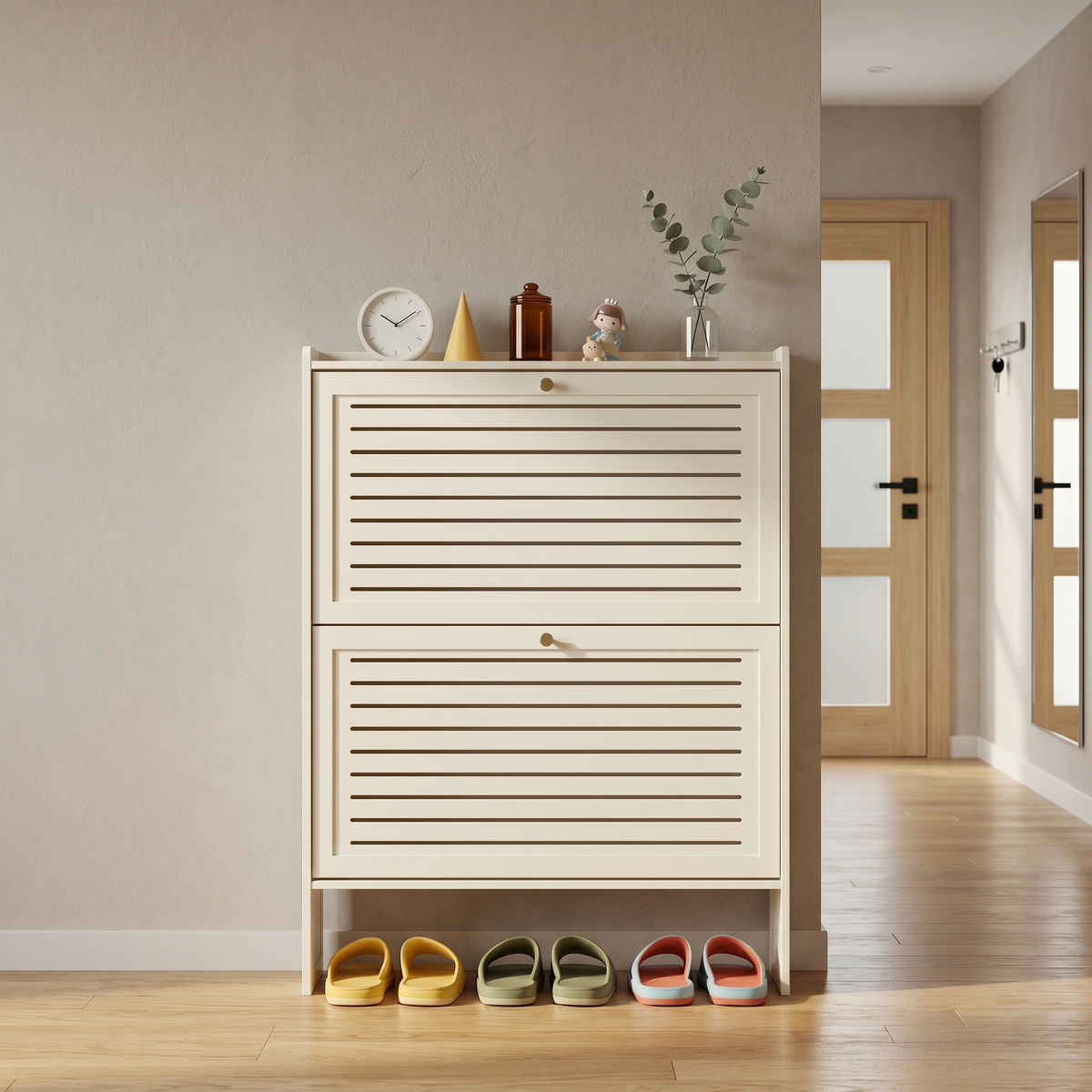 Meuble Chaussure Blanc 2 Portes