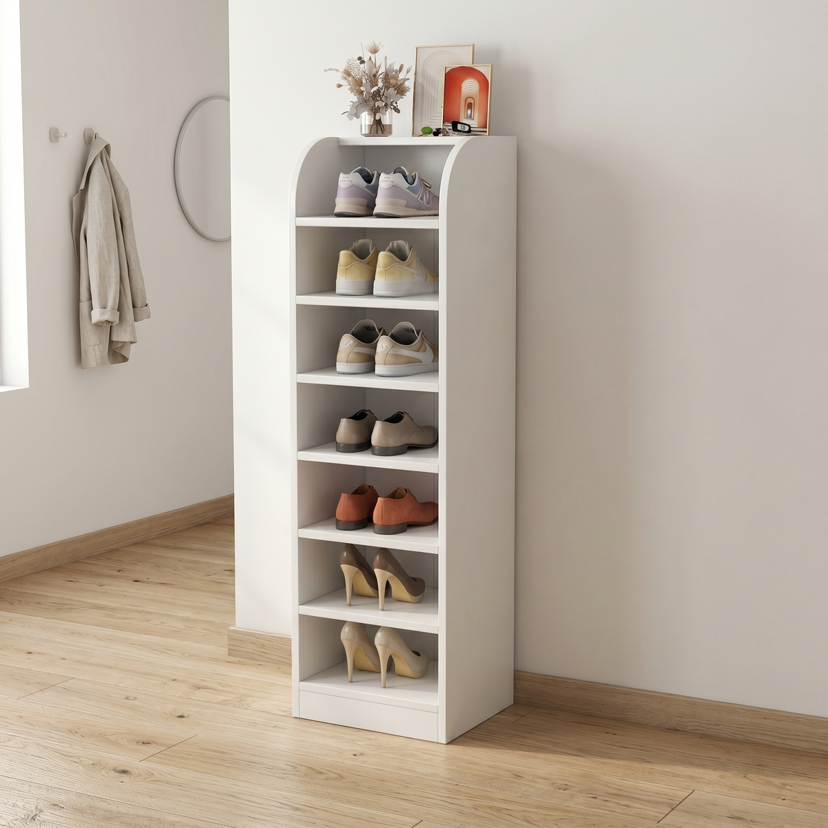 Meuble Chaussure Haut Blanc Ouvert