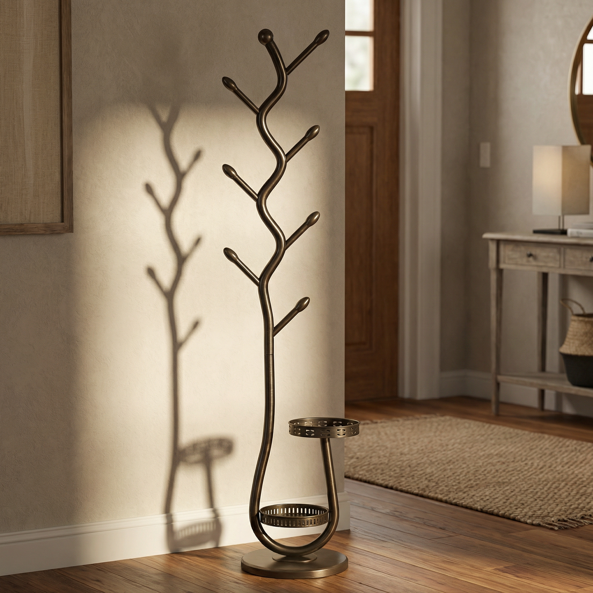 Porte Manteau sur Pied Rangement bas noir