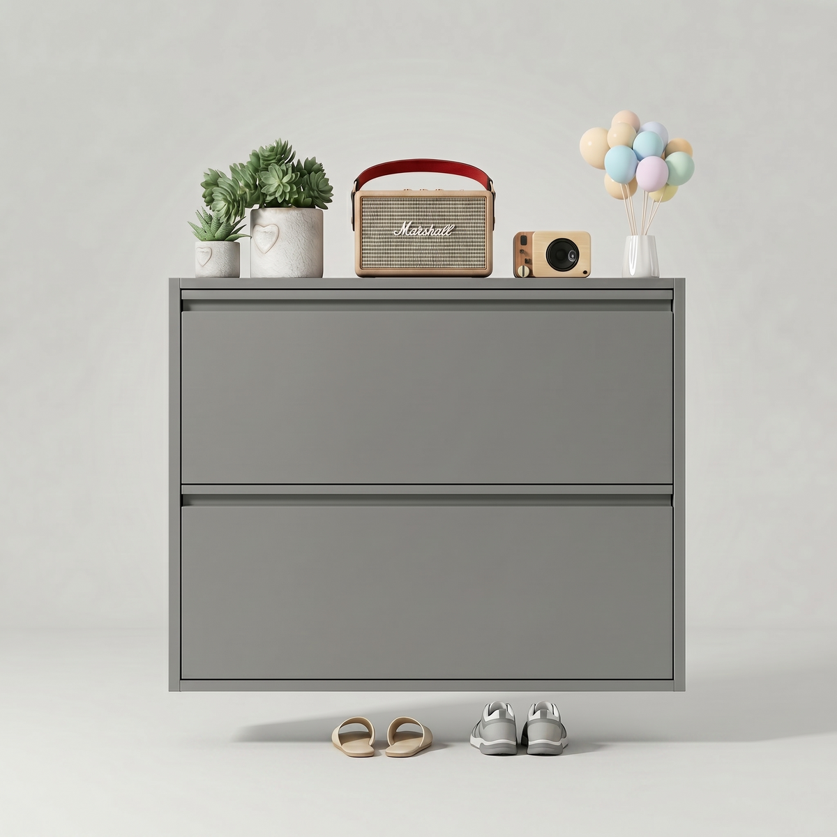 Meuble Chaussure Suspendu Gris