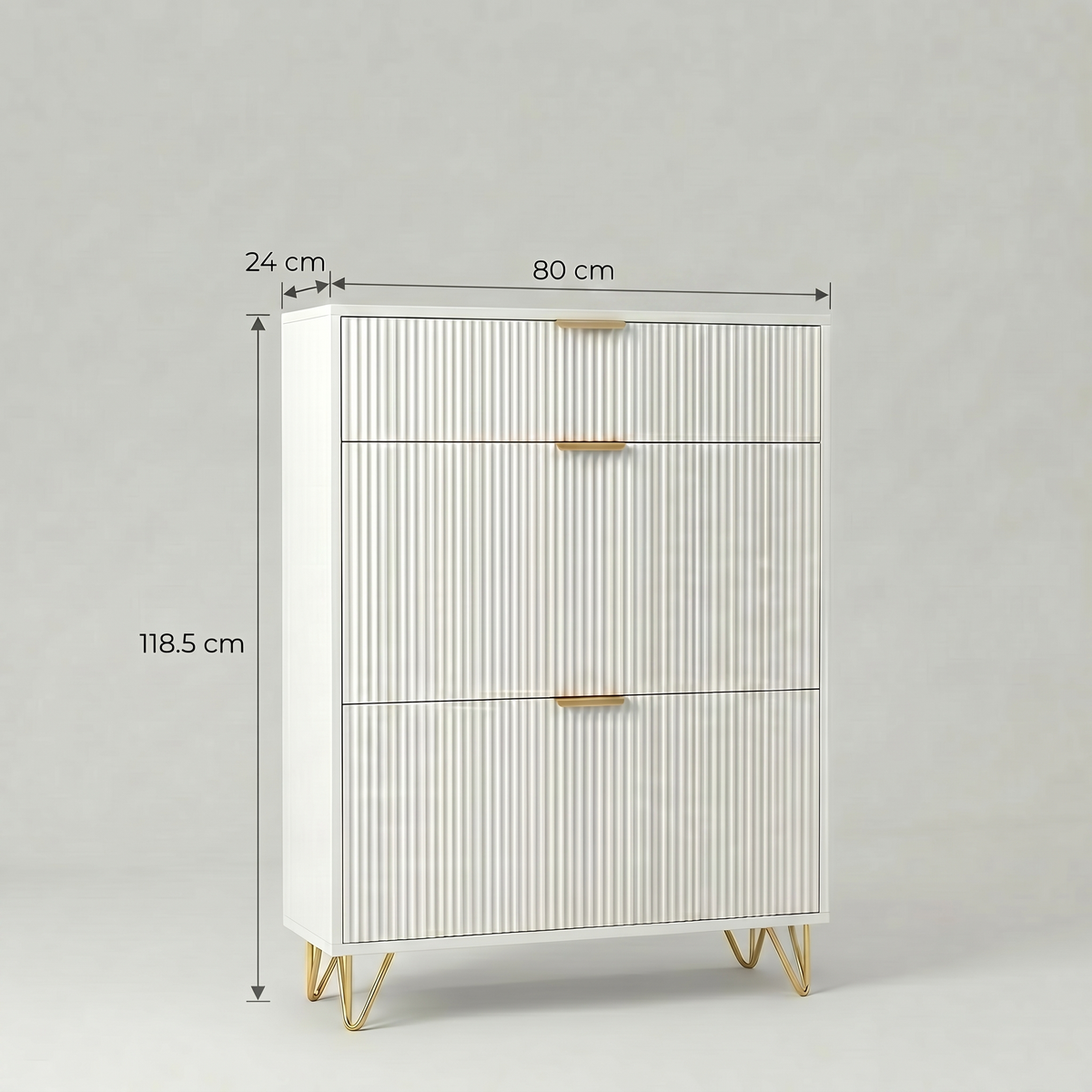 Meuble Chaussure Blanc et Doré