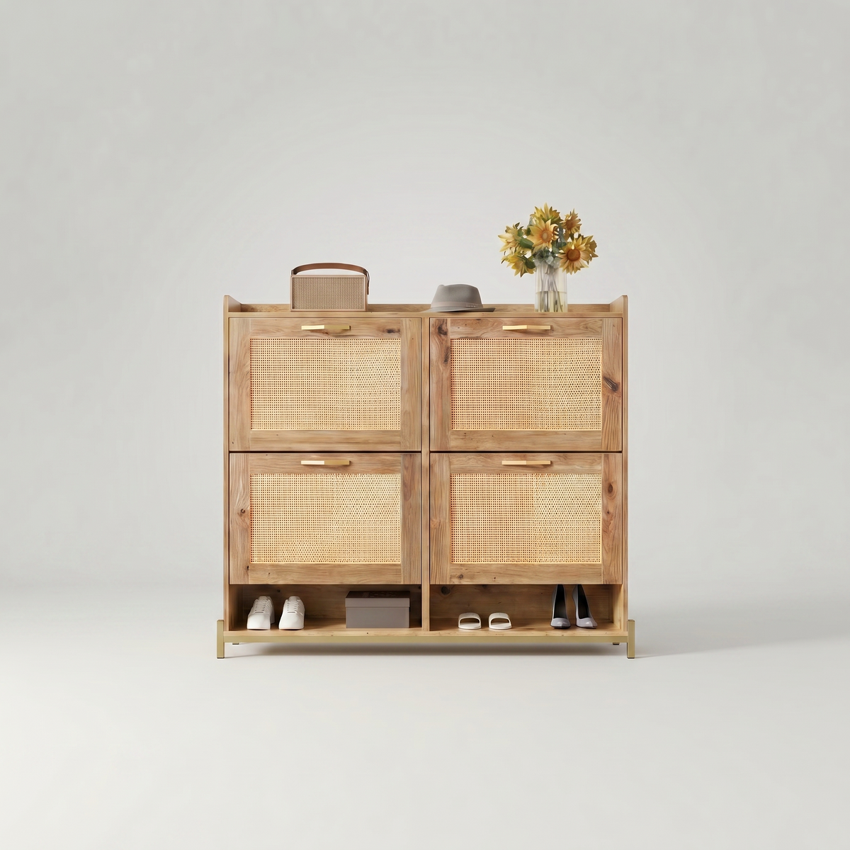 Meuble Chaussure Cannage 4 Portes