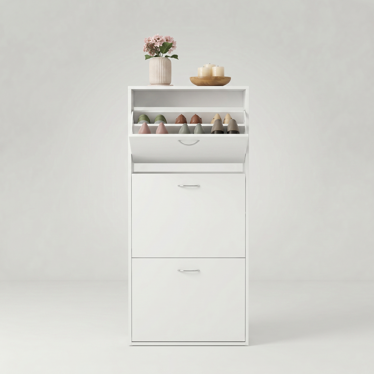 Meuble Chaussure 3 Niveaux Blanc