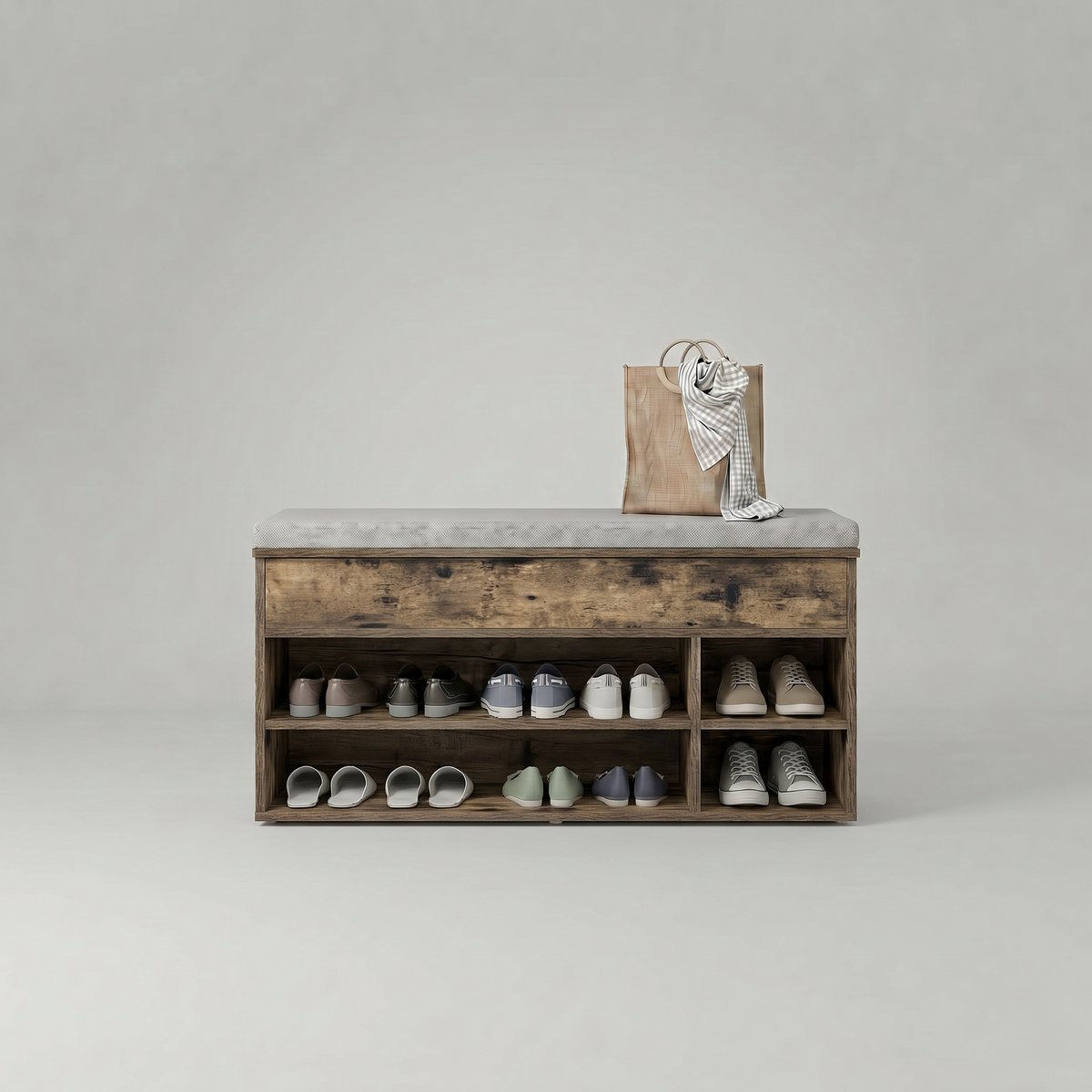 Rangement Chaussure avec Assise Bois Foncé