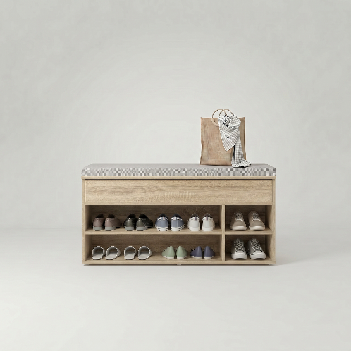 Banc de Rangement à Chaussures avec Coussin d'Assise