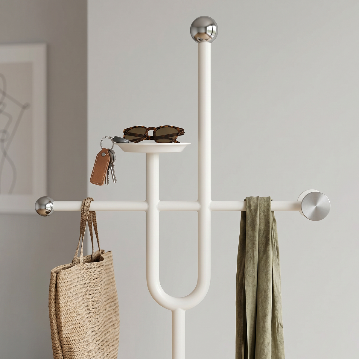 Porte Manteau sur Pied Métal blanc