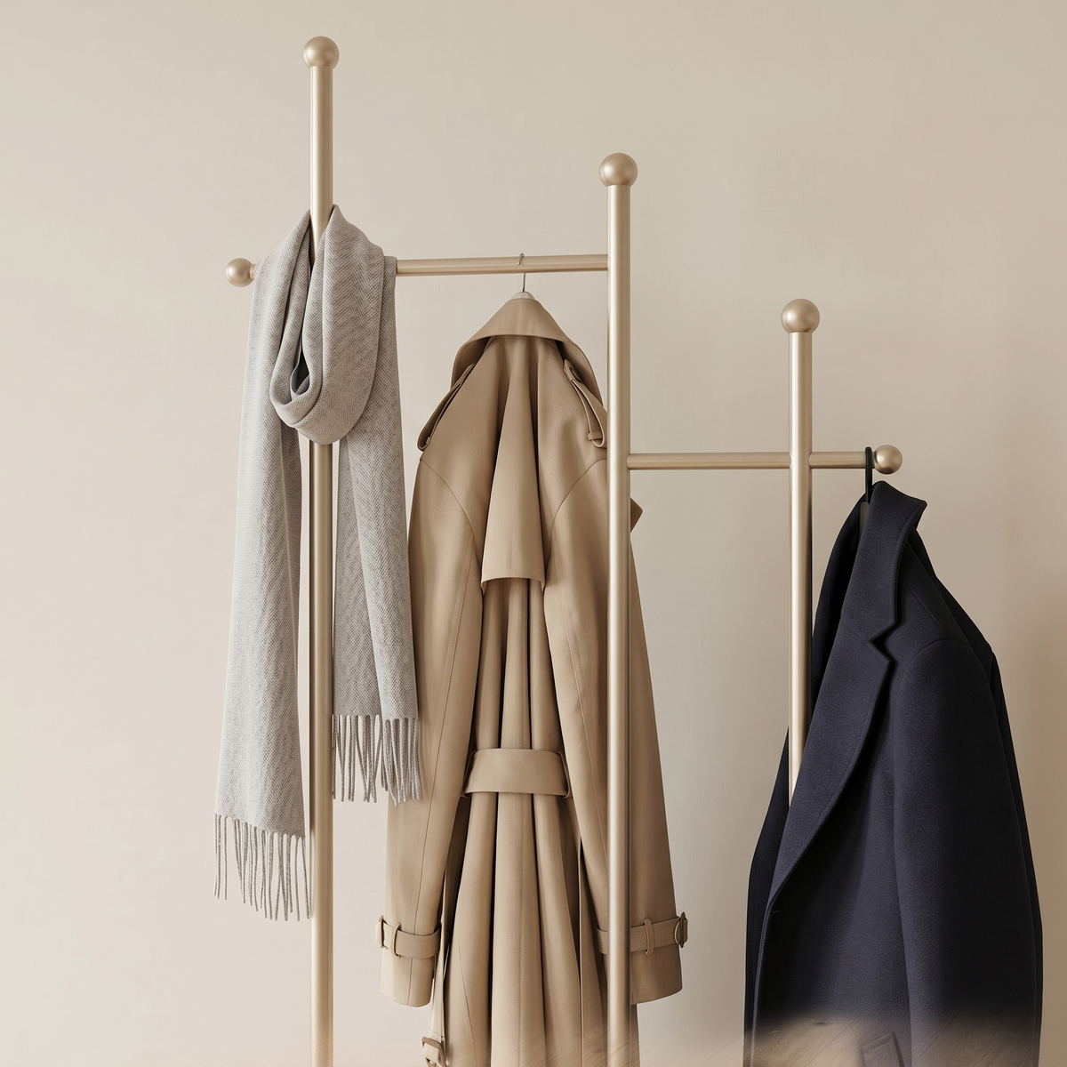 Porte Manteau sur Pied design dorée/blanc