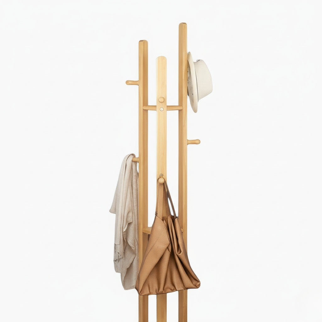 Porte Manteau sur Pied 3 Pied bois claire