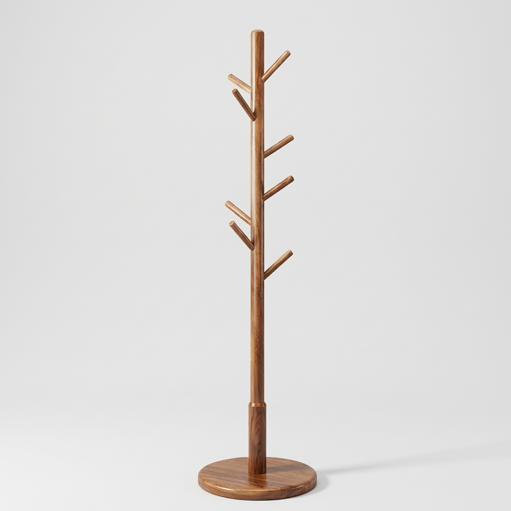 Porte Manteau sur Pied Arbre 8 Crochets bois foncé