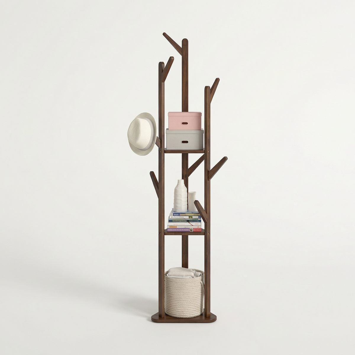 Porte Manteau sur Pied Entrée bois foncé