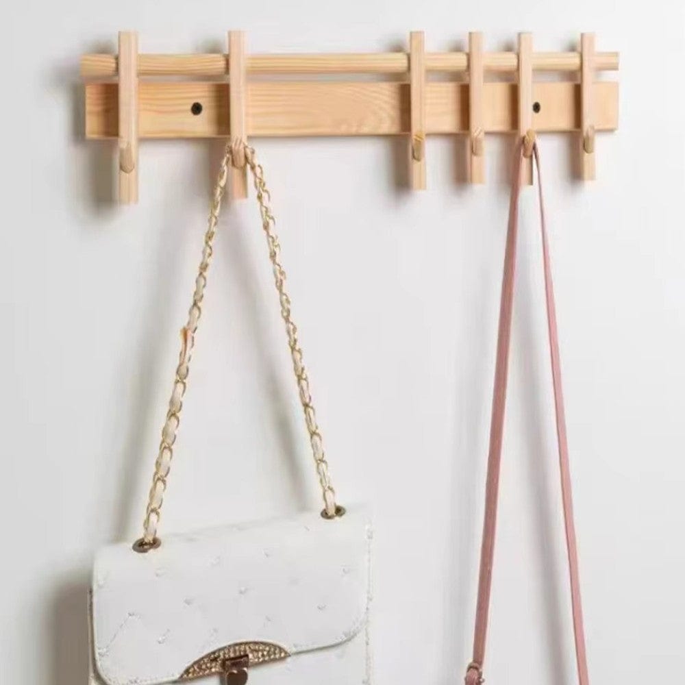 My Store Beige Porte Manteau bois Mural 6 petites barres claire