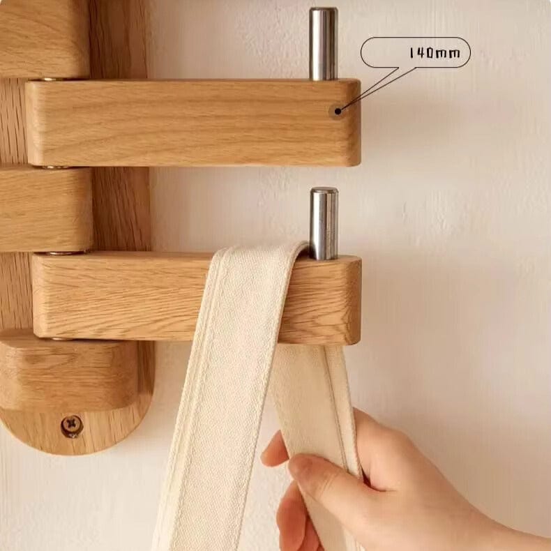 My Store Beige Porte Manteau bois Mural Pivotant