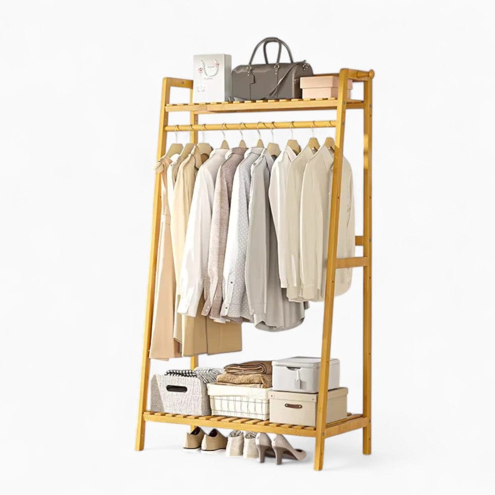 My Store Beige Porte Manteau Meuble Chaussure Dressing bois claire