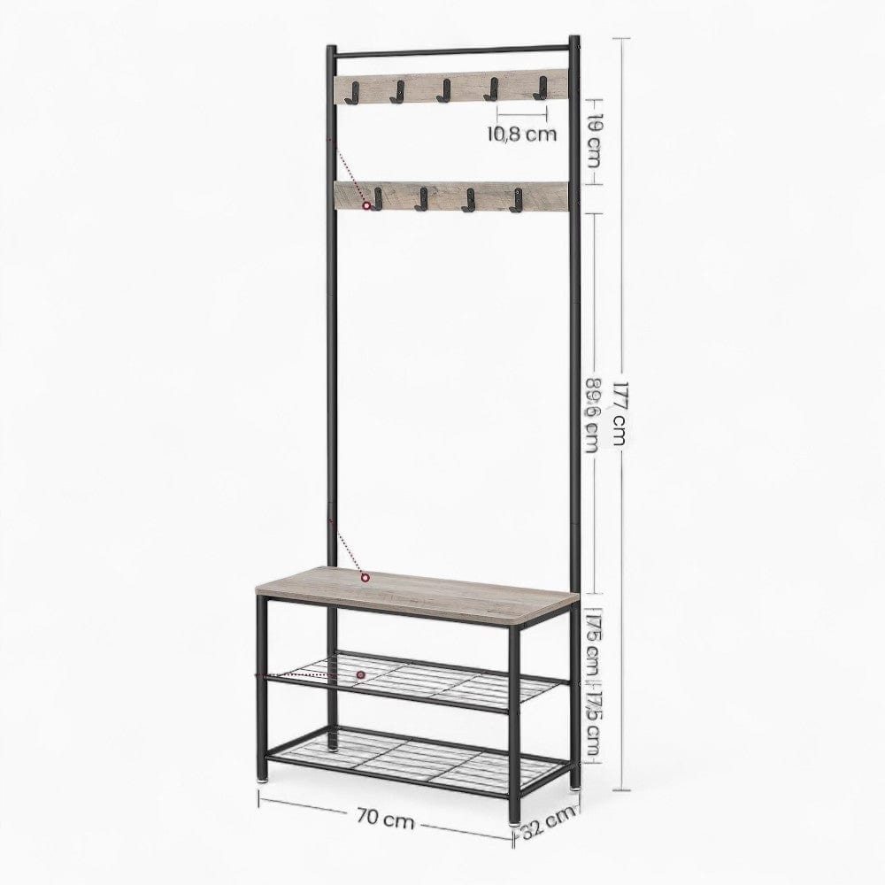 My Store Beige Porte Manteau Meuble Chaussure Entrée rangement bois