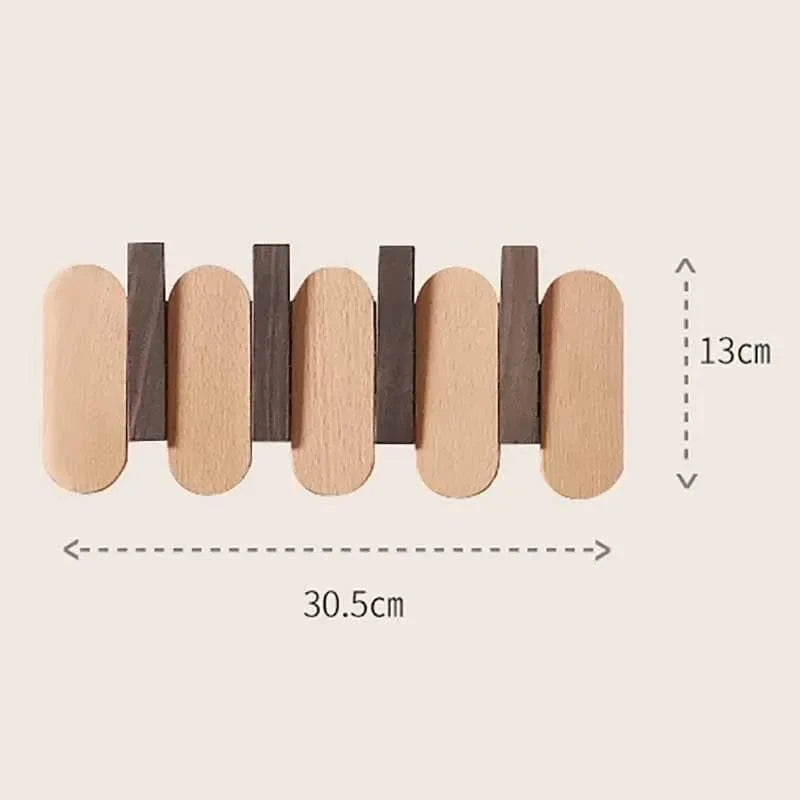 My Store Beige Porte Manteau Mural Design arrondi bois