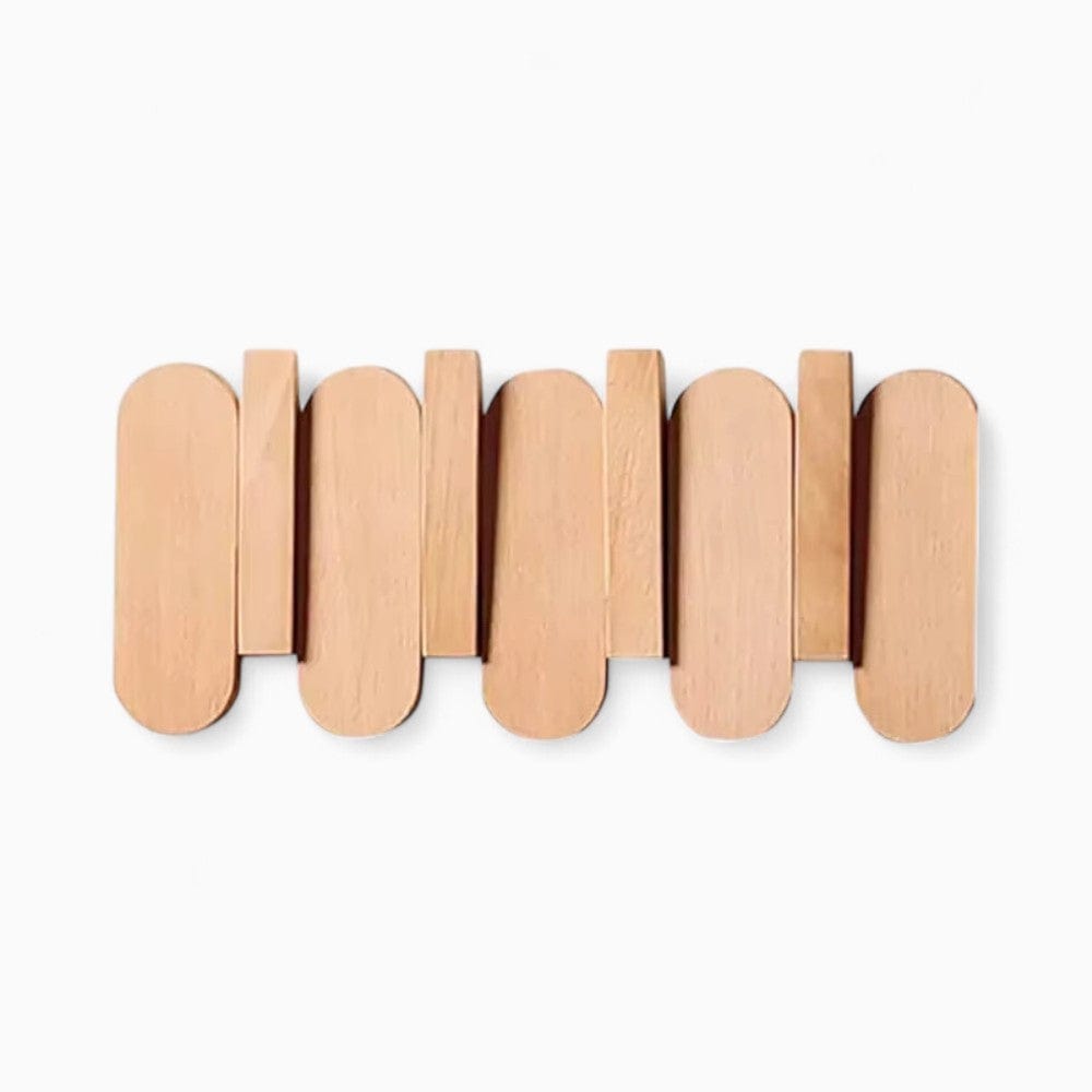 My Store Beige Porte Manteau Mural Design arrondi bois claire
